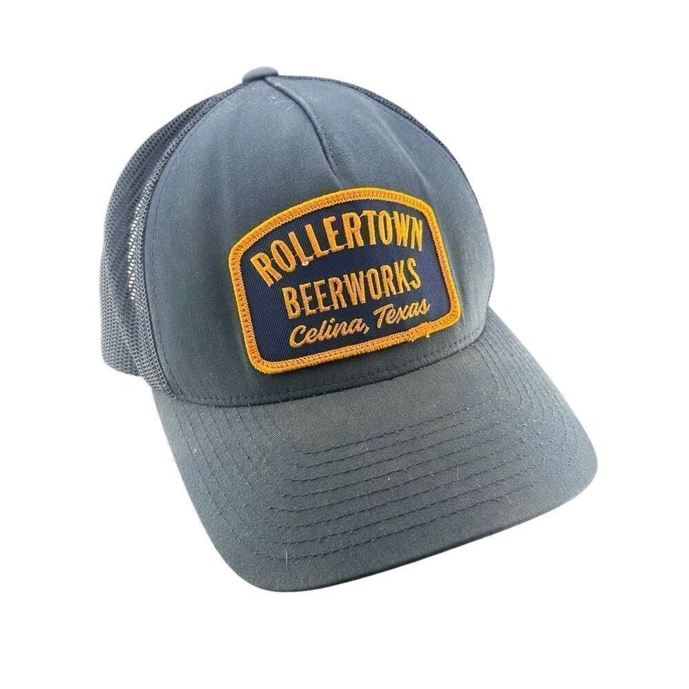 Rollertown Beerworks Celina Texas Snap Back Mesh Hat Navy Blue